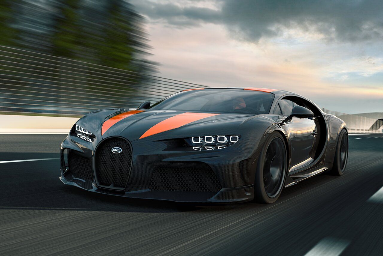 Bugatti Chiron Super Sport 300+ speeding on the highway
