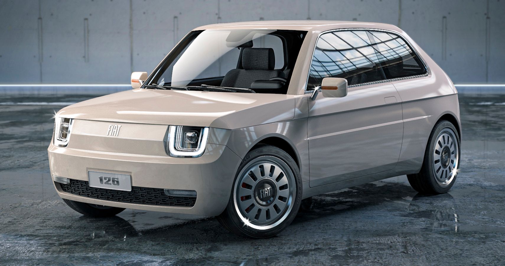 This Fiat  126  Electric Concept  Rendered By MA DE Studio 