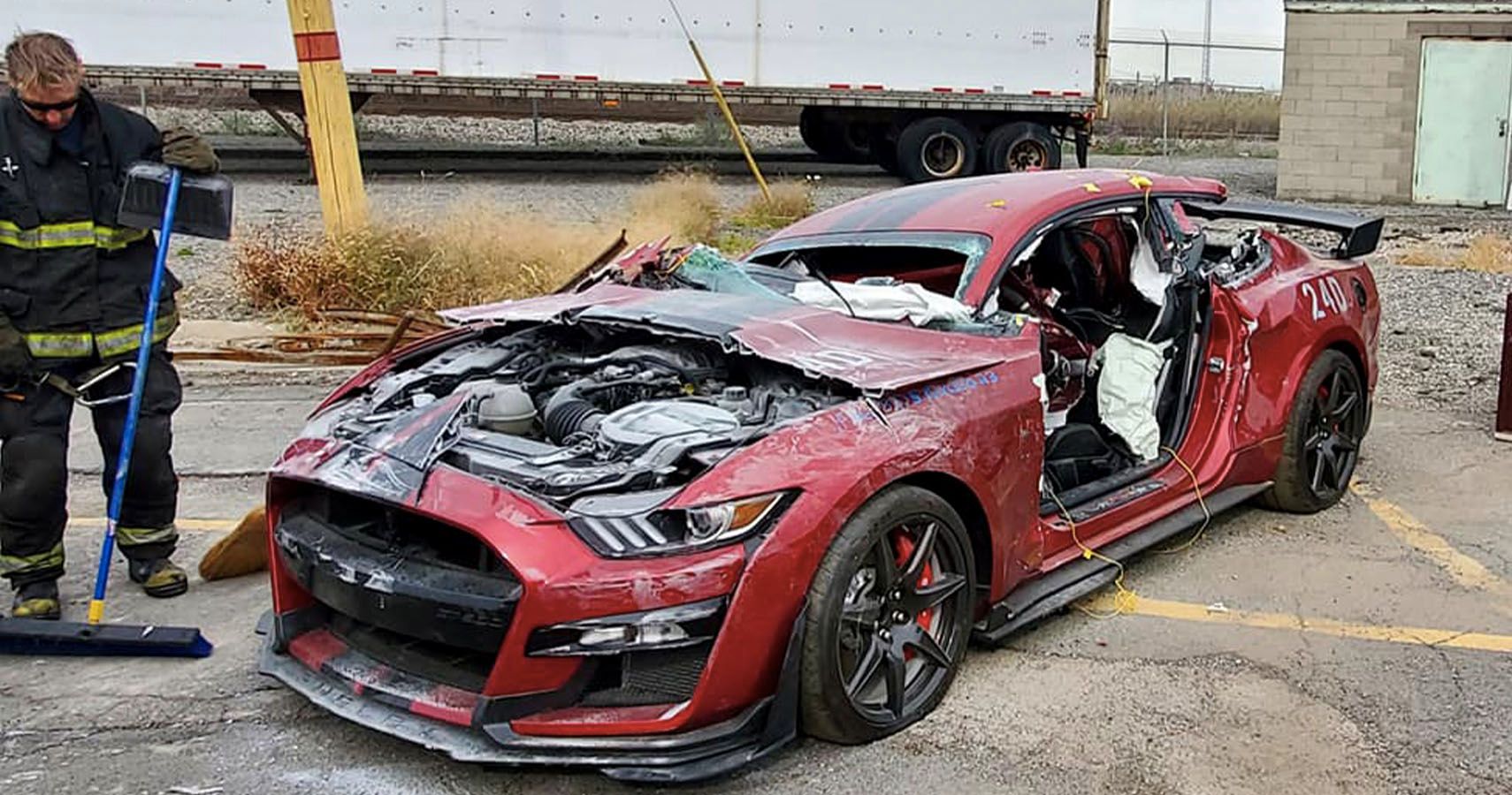 Fire Department Destroys Ford Mustang Shelby GT500 2