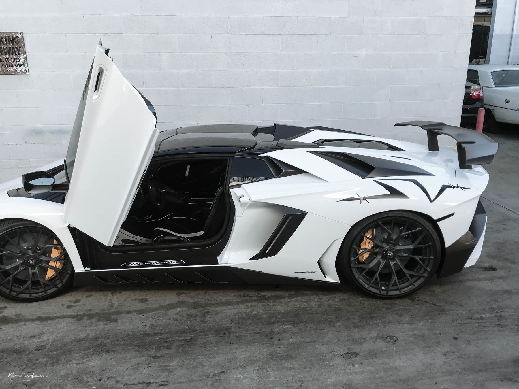 Post Malone's black and white custom built Lamborghini Aventador