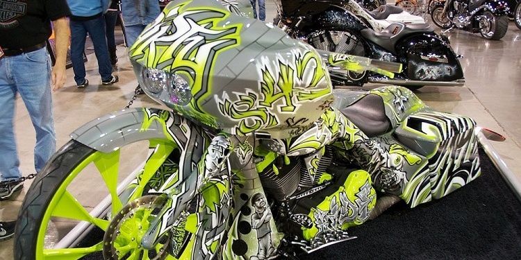 The Green Grafiti By Camtech Custom Baggers Parked For Display