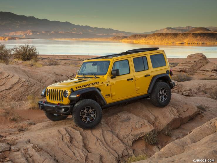 2020 Yellow Jeep Wranger Rubicon On Rocks