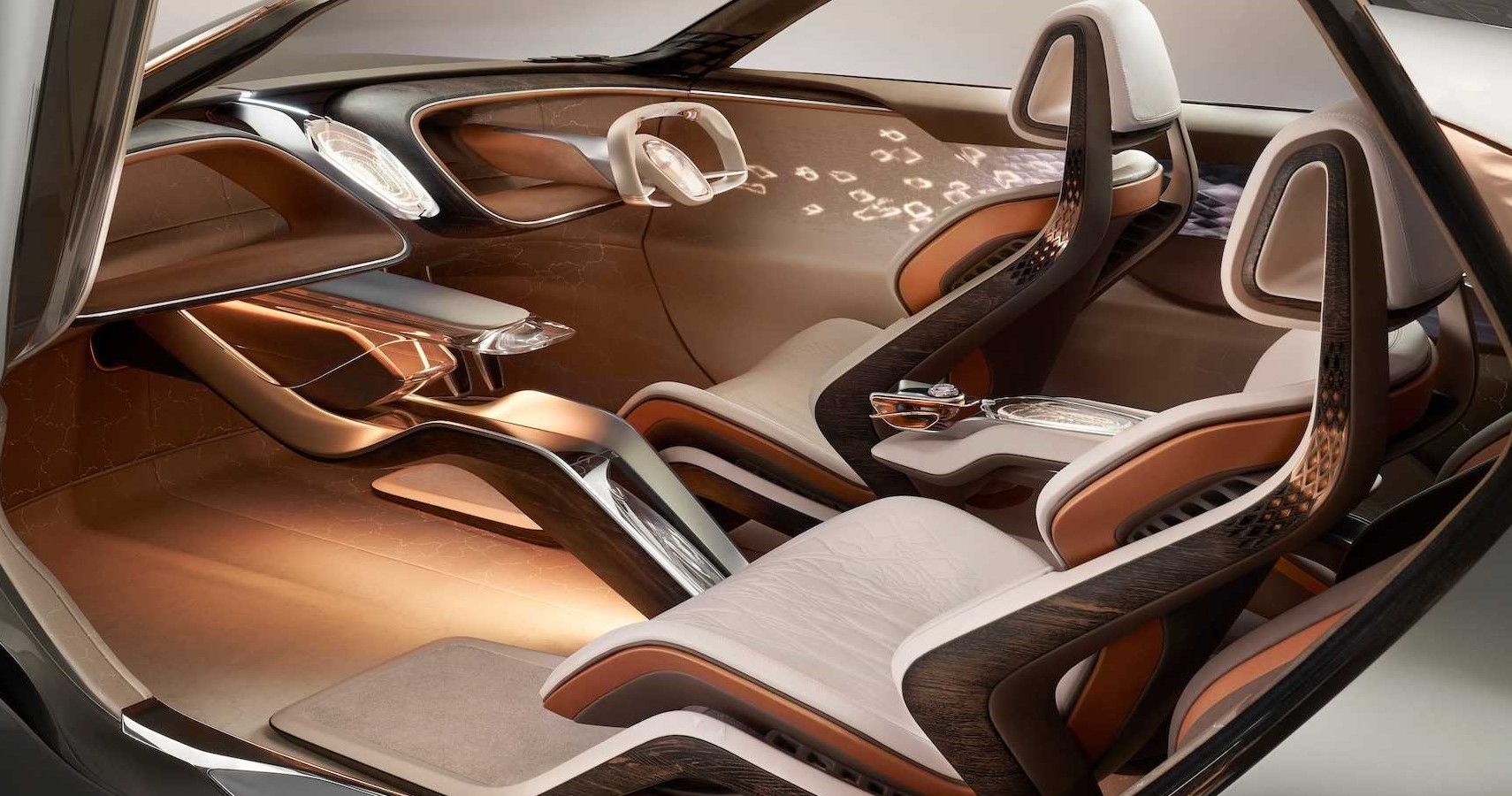 Bentley EXP 100 GT interior front row view