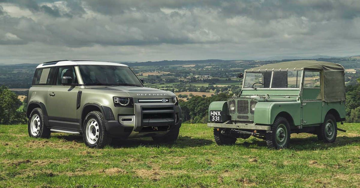 Old and new Land Rover Defender
