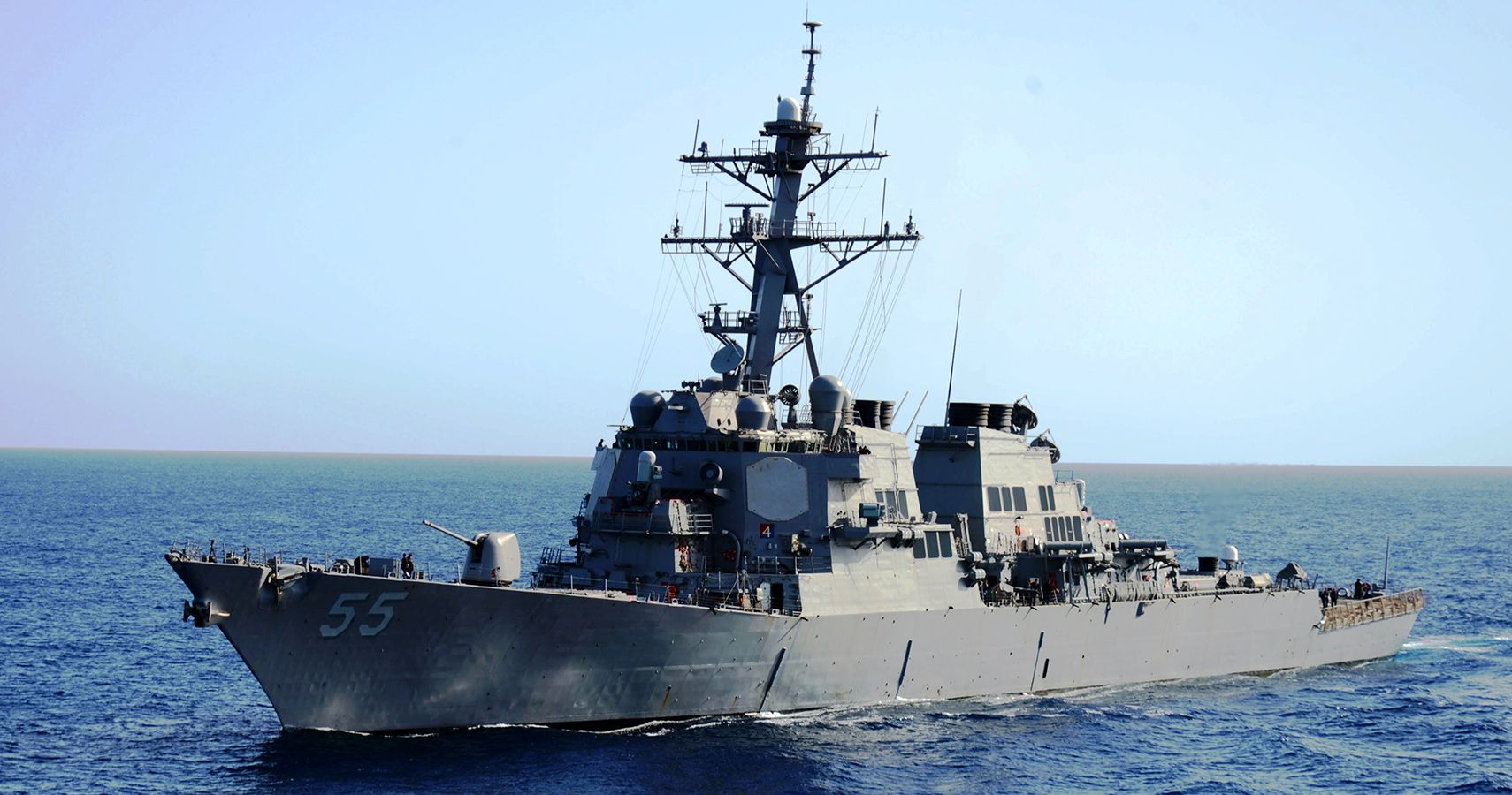 USS Stout (DDG 55) transits the Mediterranean Sea.