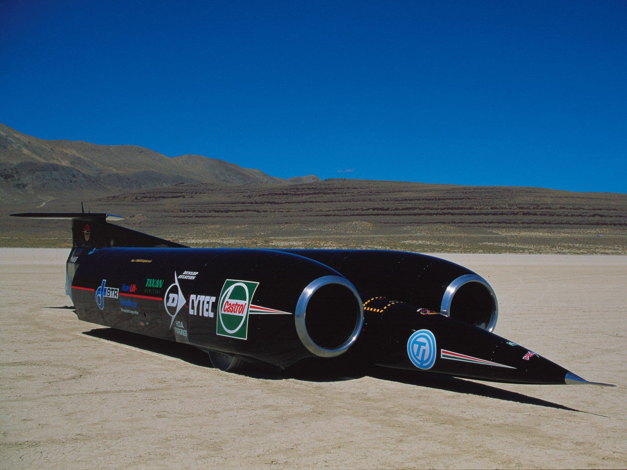 Thrust SSC land speed record sueprsonic car in desert