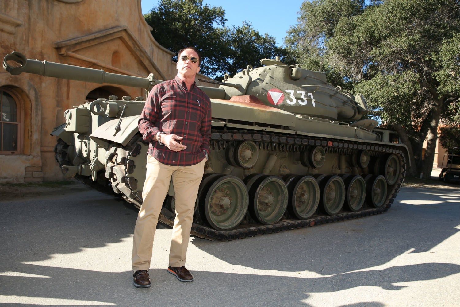 Arnold Schwarzenegger is one of the very few people that actually have a 1951 M-47 Patton tank in their garages