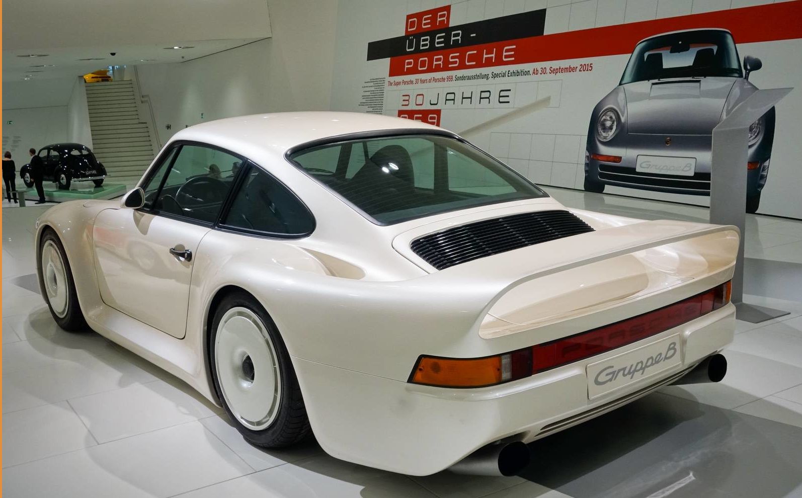 A 1983 Porsche 959 exhibited at the Porsche Museum