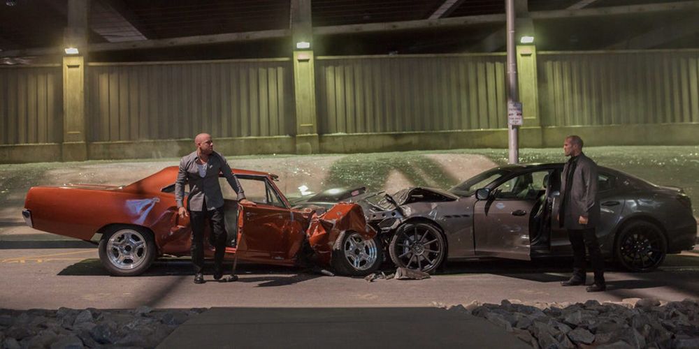 Aftermath of collision in Furious 7