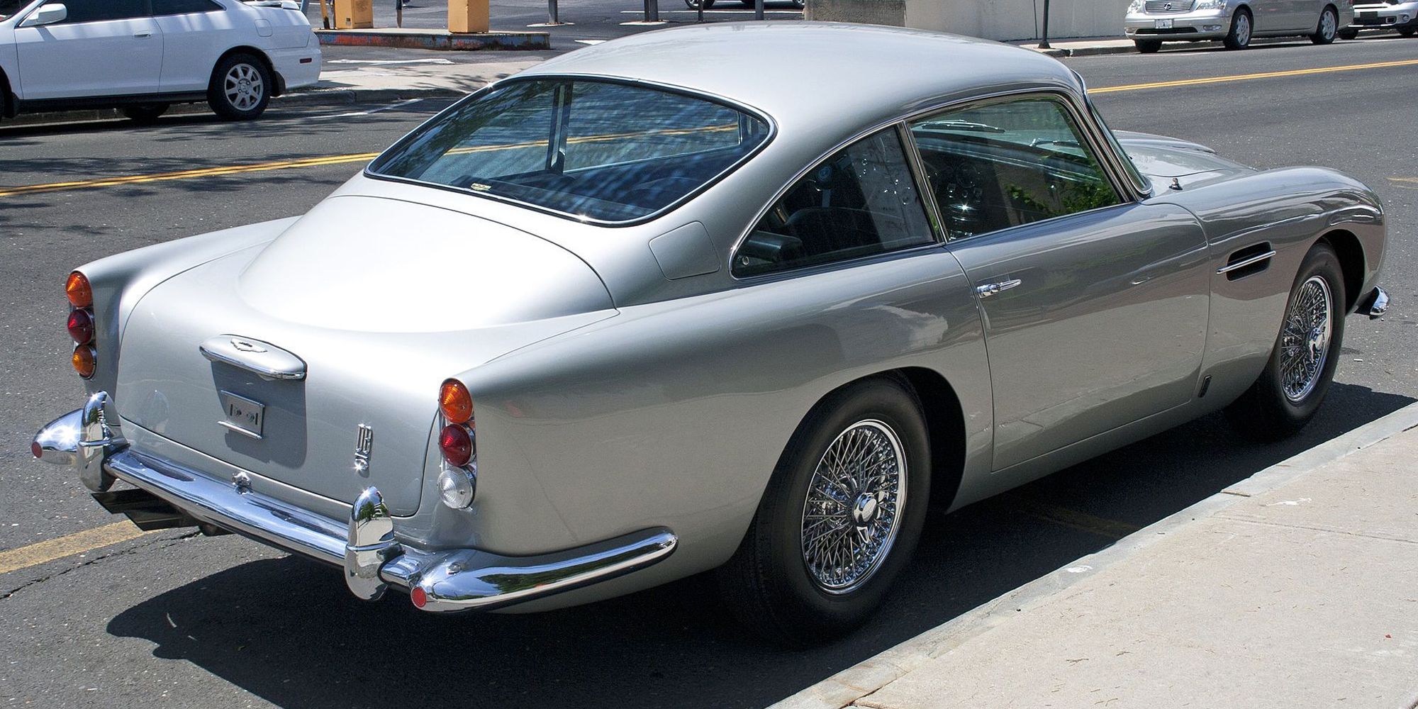 Rear 3/4 view of the DB5