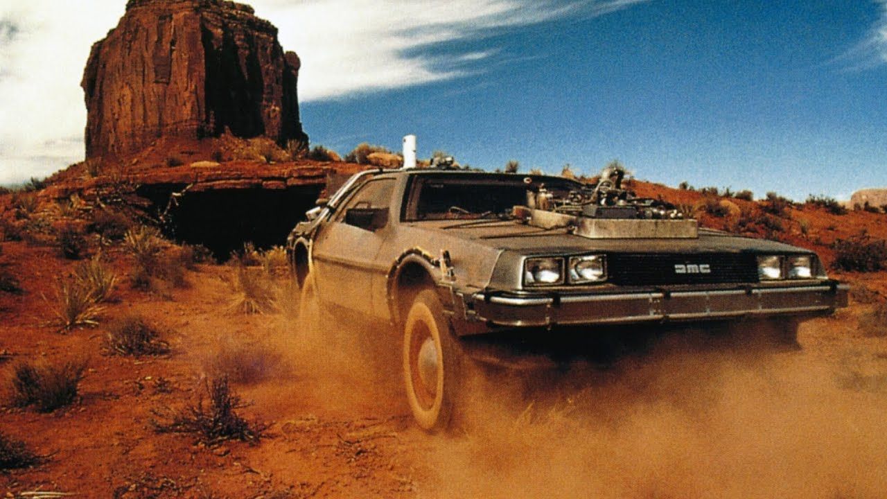 DeLorean time machine in the wild west