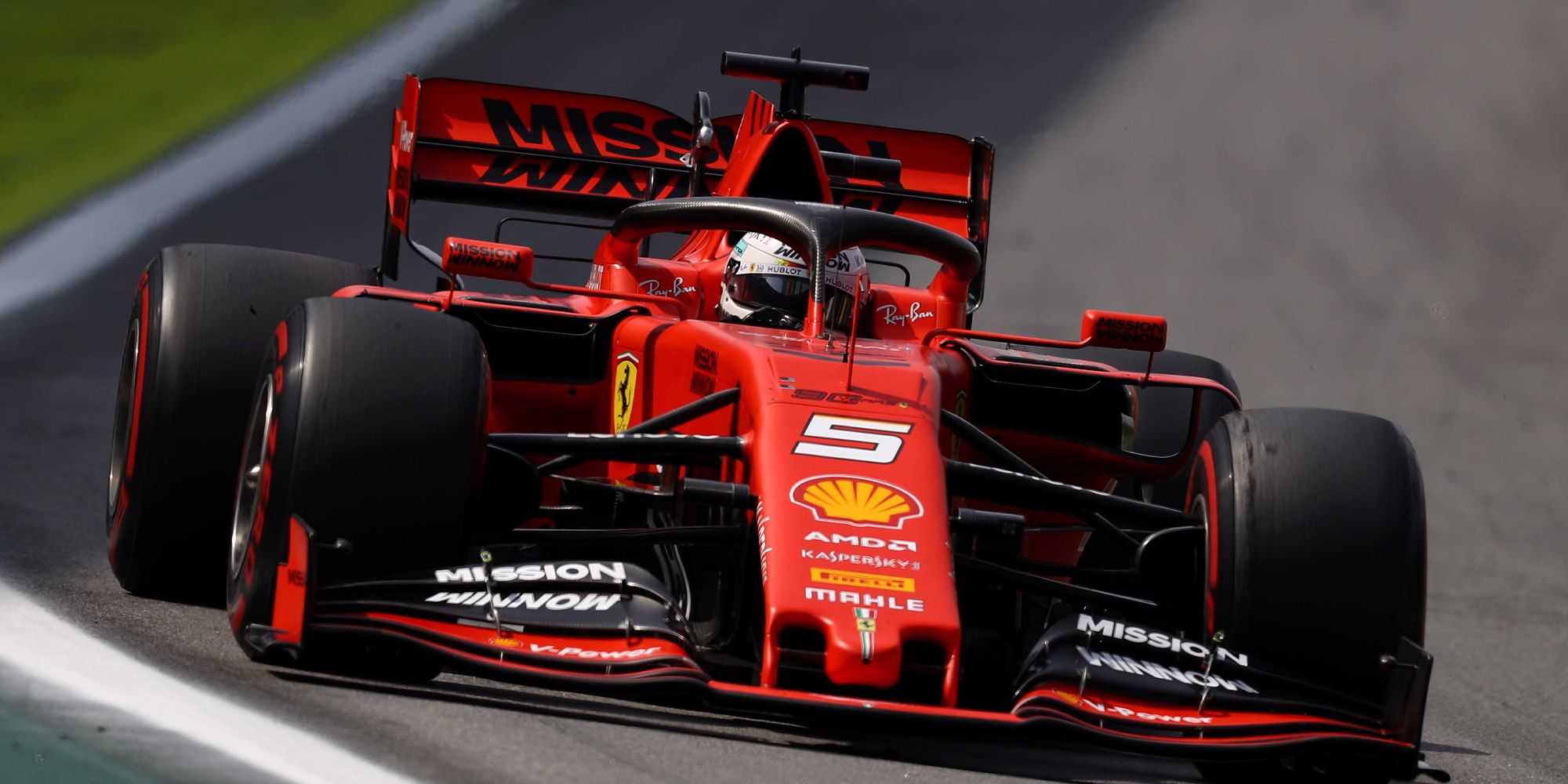 A Scuderia Ferrari F1 car on track
