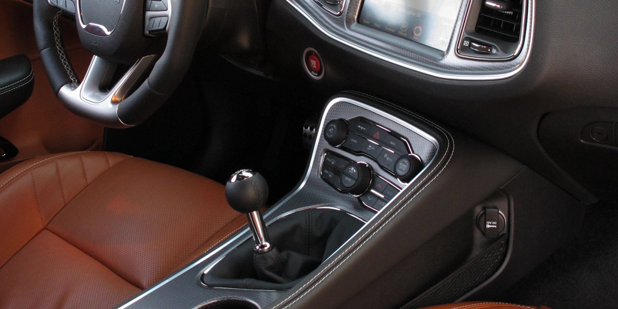 The shift lever in the Challenger, passenger side