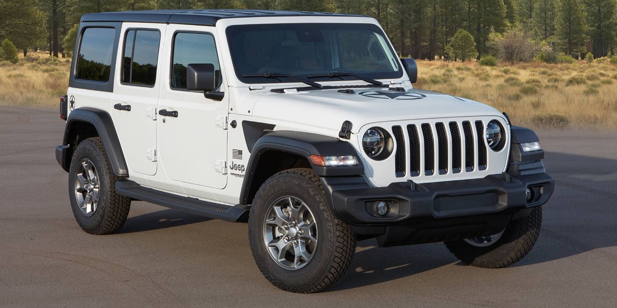 A white Wrangler Unlimited