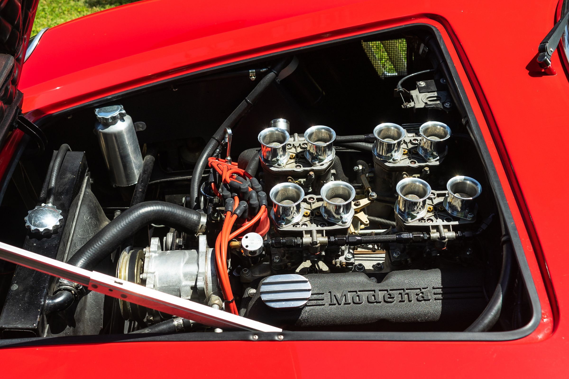 A glimpse into the inside of the Modena GT Spyder, the car used in Ferris Bueller's Day Off.