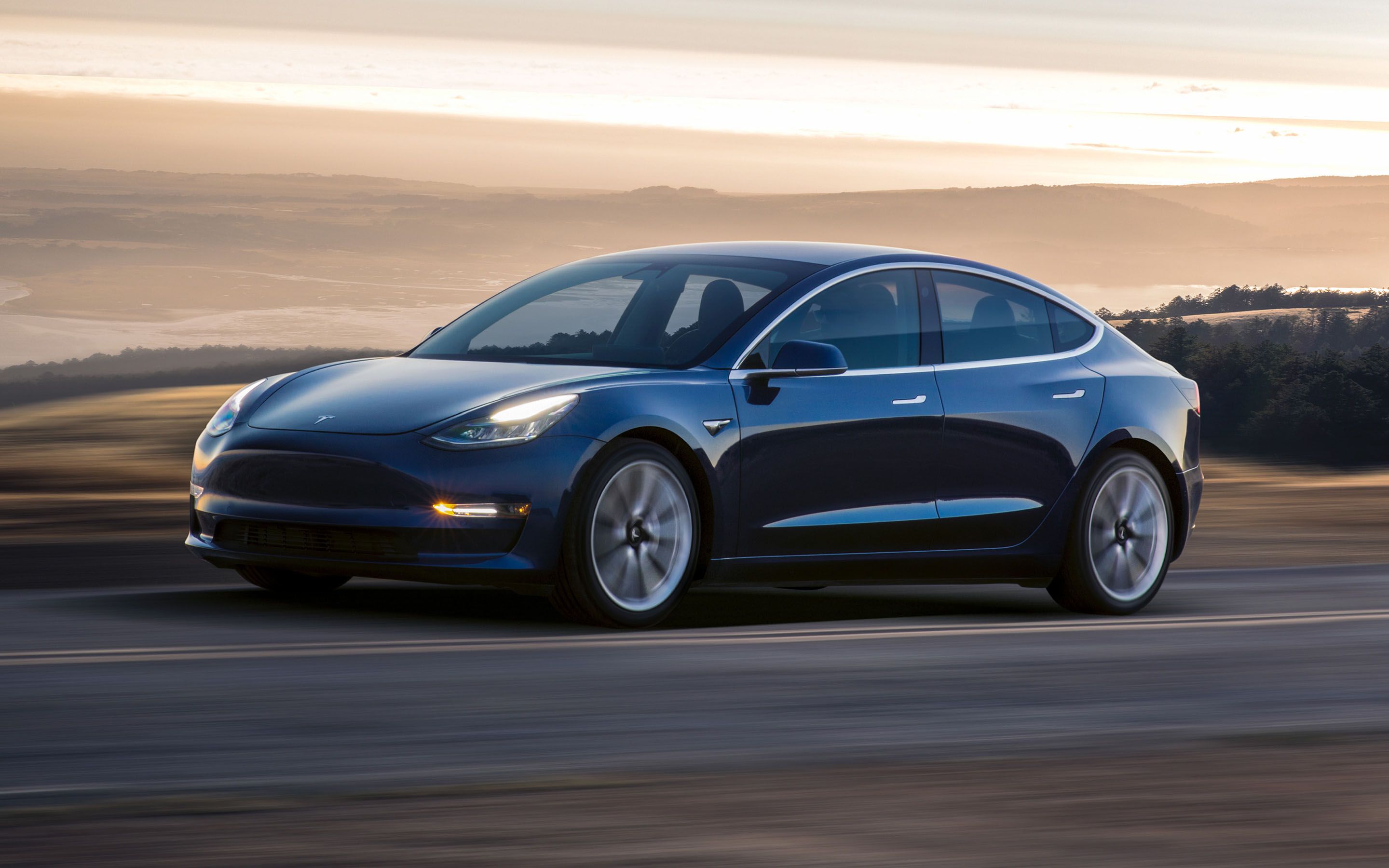 Tesla Model 3 on the highway