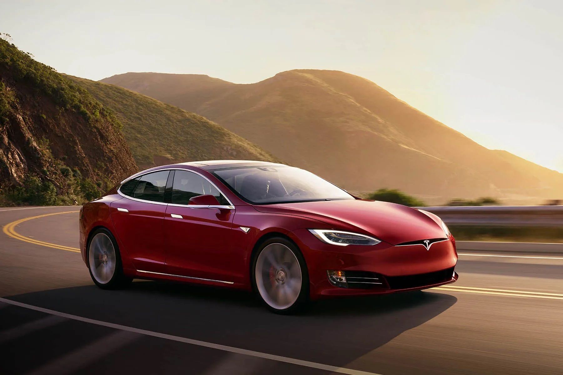 Tesla Model S on the highway