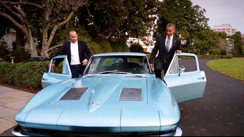 Obama and Seinfeld in his 1963 Corvette on Comedians with Cars