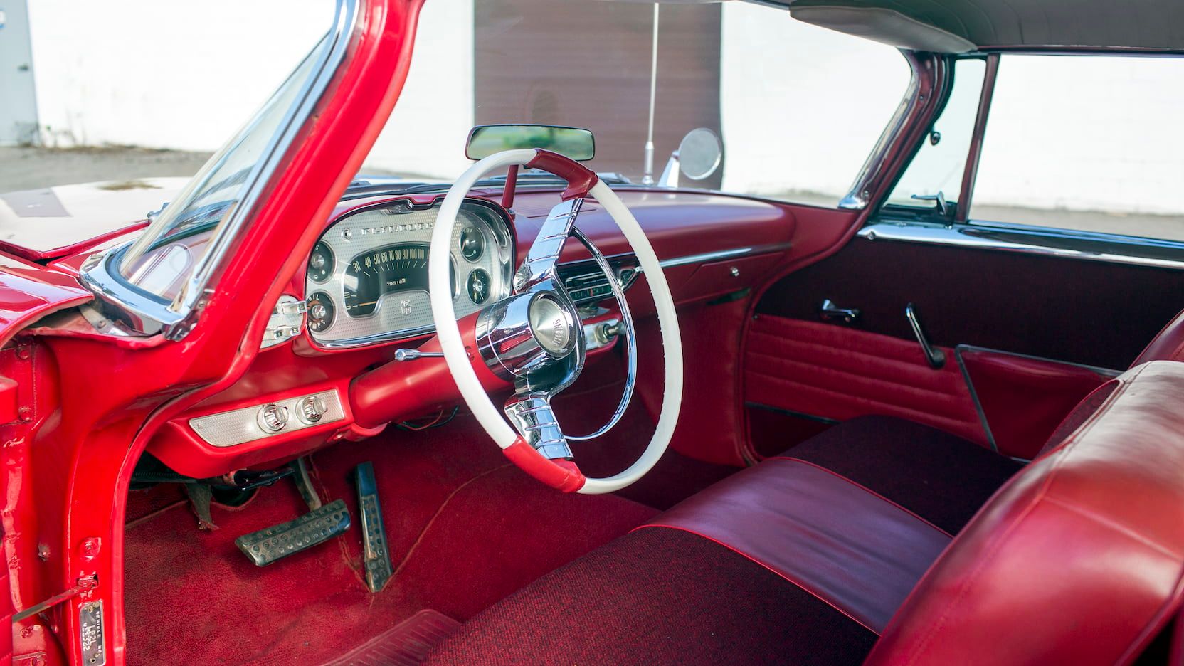 1958 Plymouth Fury steering wheel close-up view