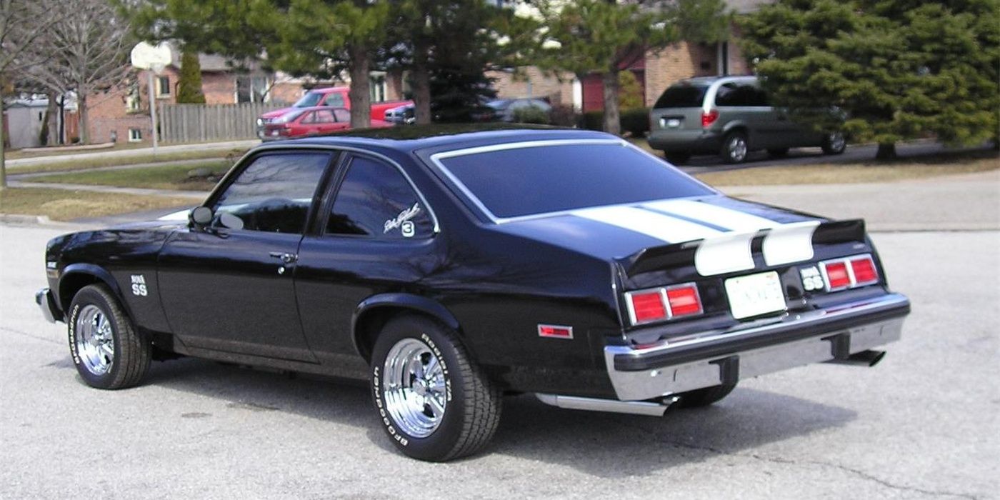 Black 1974 Chevrolet Nova SS Parked Outside