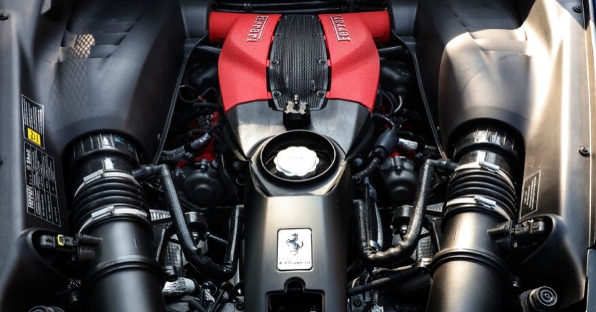 Ferrari F8 Tributo engine bay view