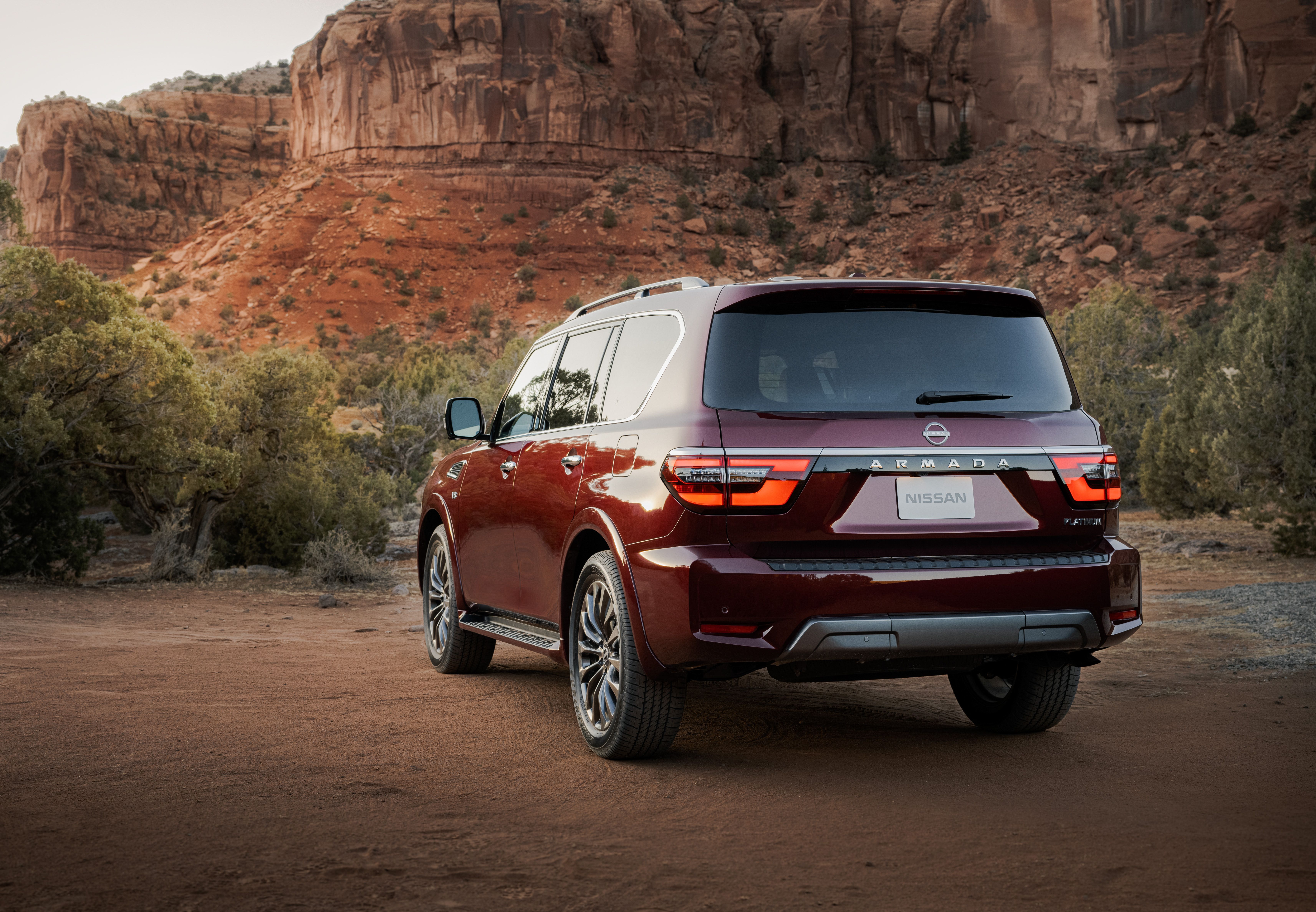 Red 2021 Nissan Armada on the road