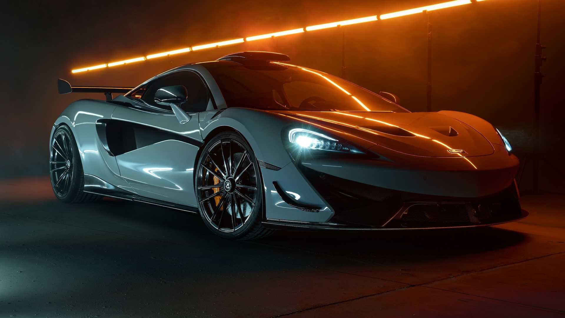 McLaren lit up at night