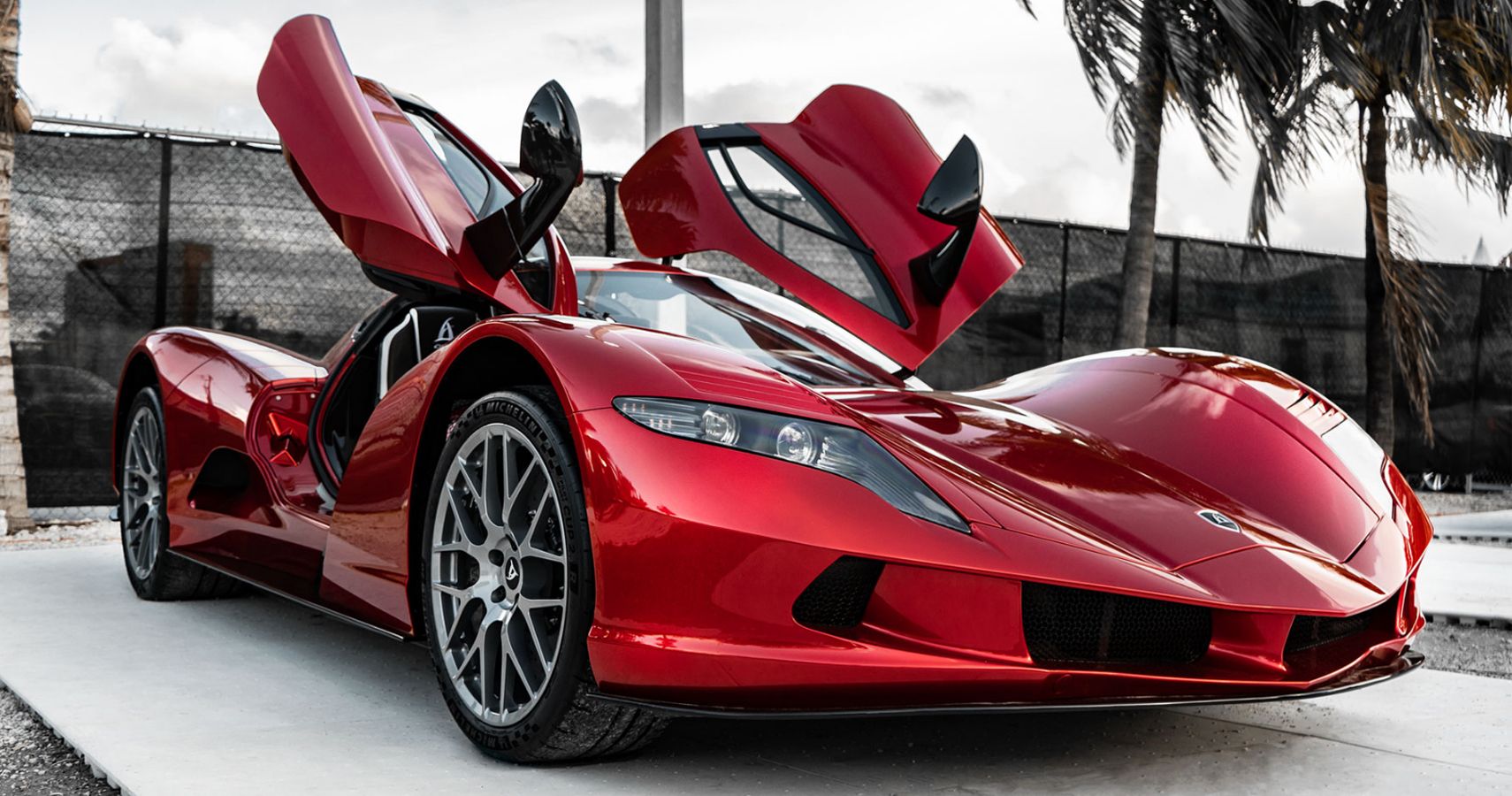 Aspark hypercar The Owl parked with gullwing doors open