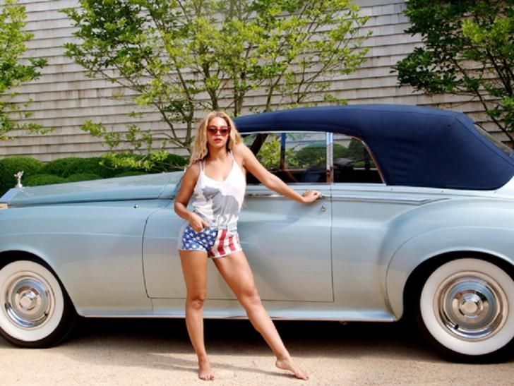 Beyonce Knowles with her classic Rolls Royce