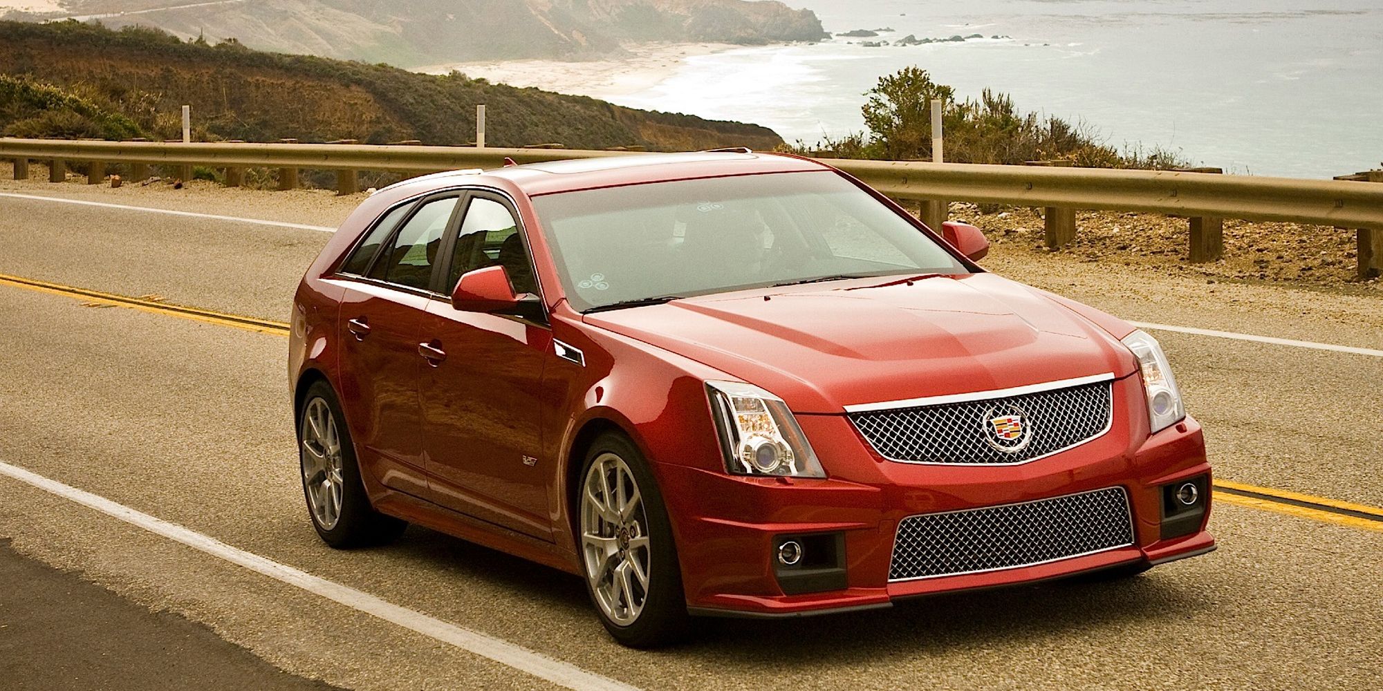 A CTS-V Wagon in red