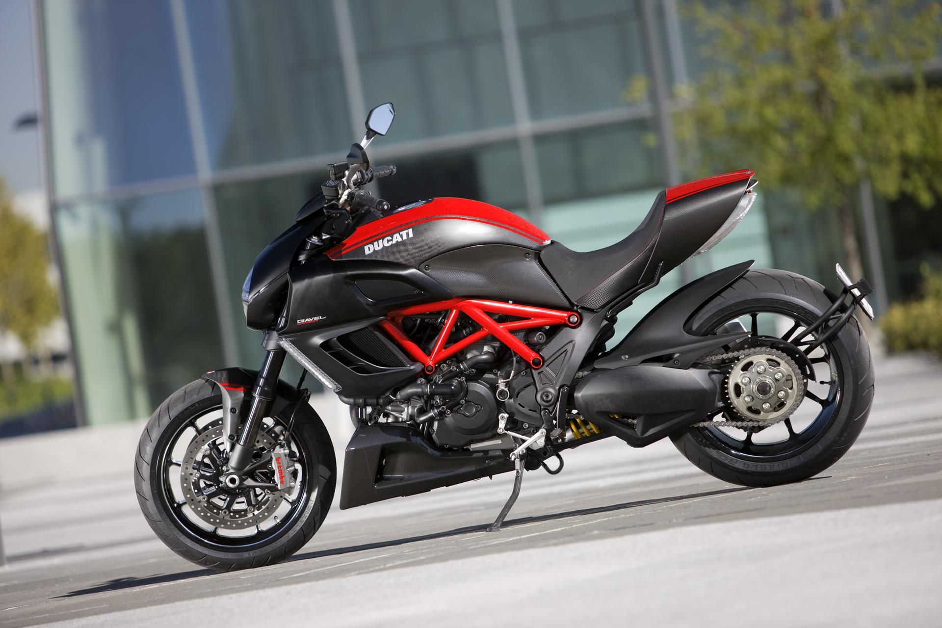 Ducati Diavel parked outside