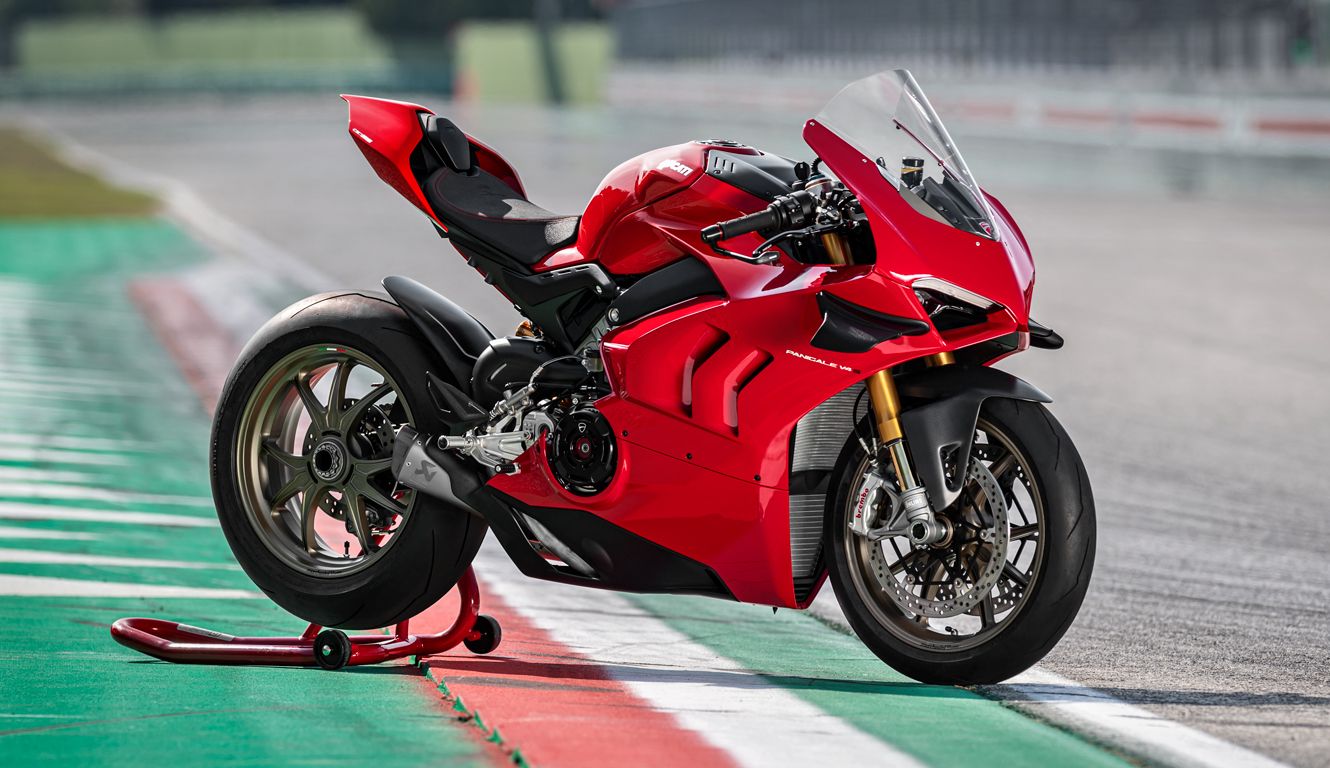 Ducati Panigale v4s on the track