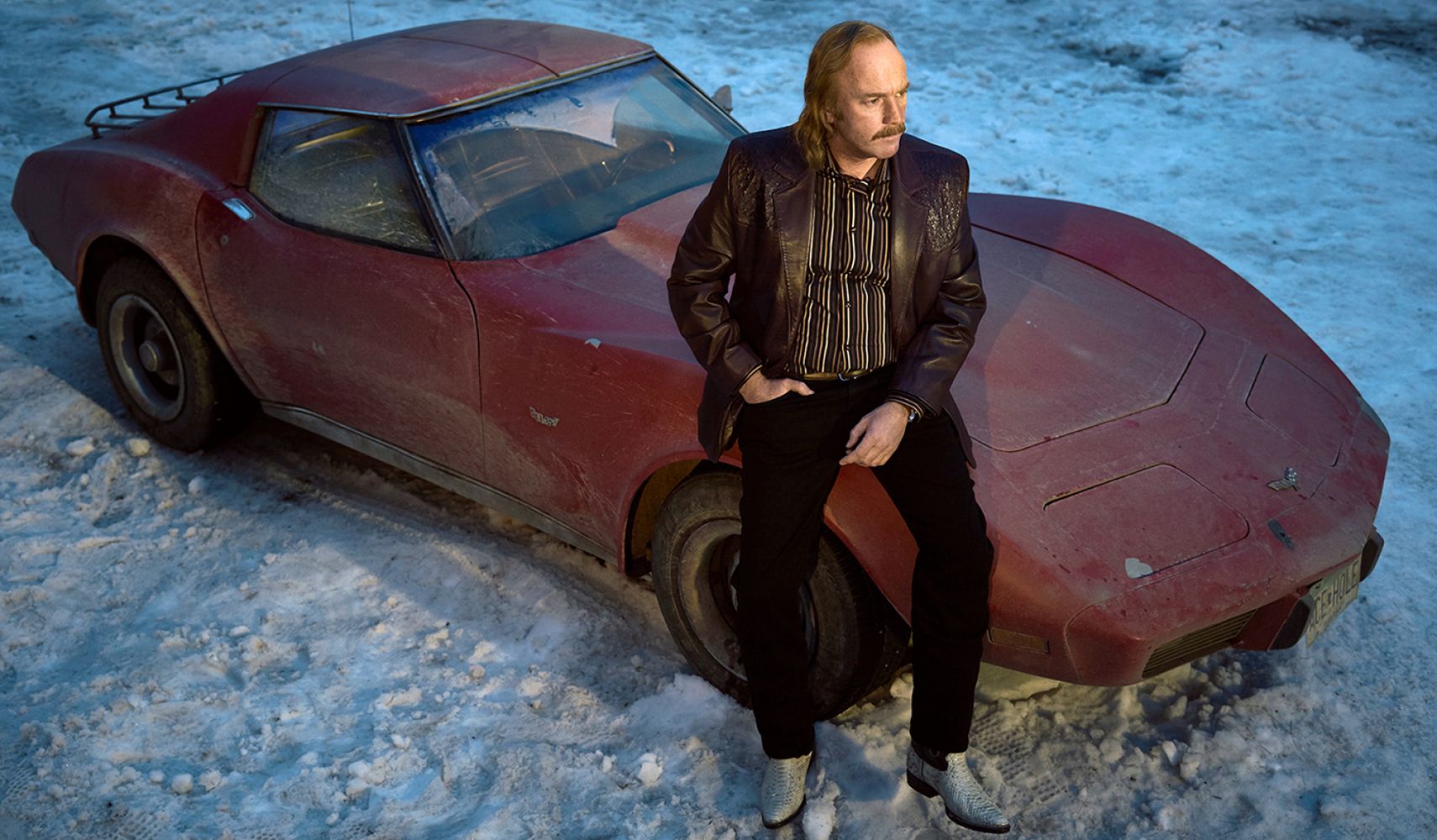 Fargo's Ewan McGregor Sitting On This 1977 Cherry Red Chevy Corvette Was A Sight To Behold