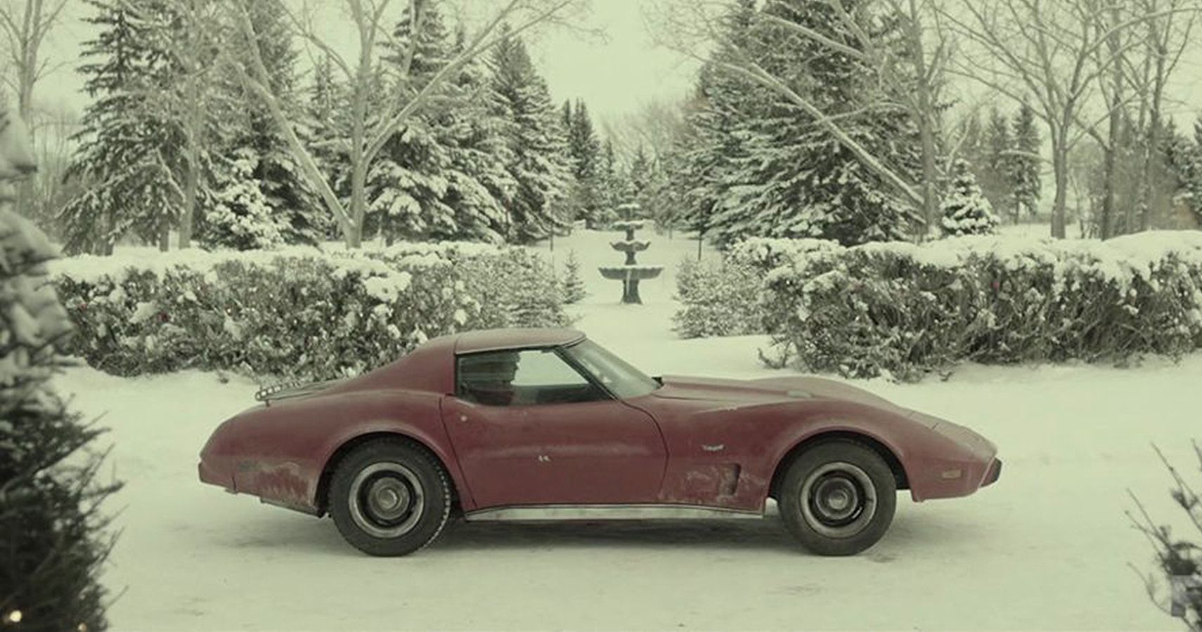 This Cherry Red 1977 Corvette From Fargo Was A Sight To Behold, Especially When Parked In The Snow