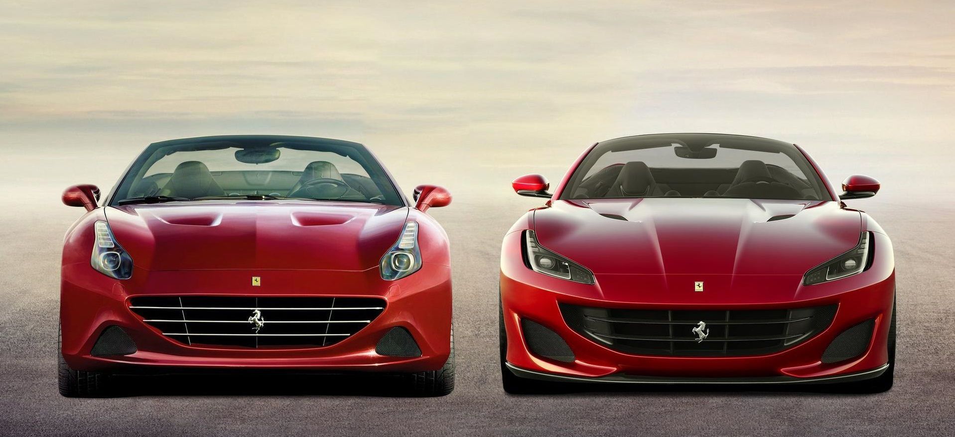 Side by side comparison Ferrari California and Portofino