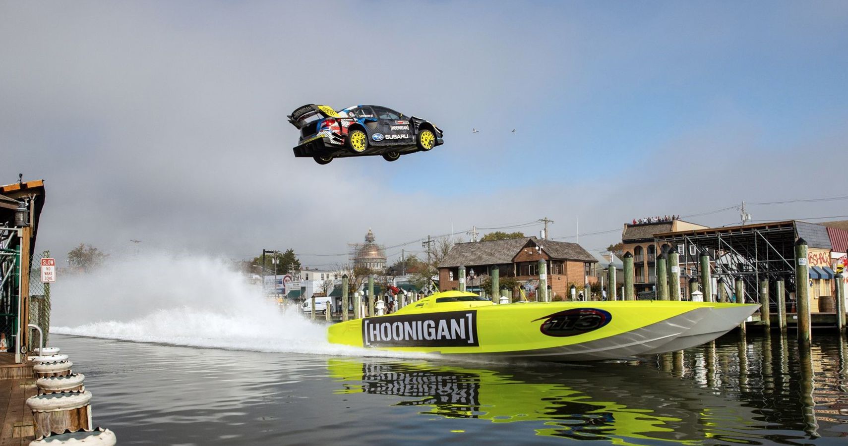 Watch This Subaru STI Jump Over Boats And Narrowly Escape Drowning In Gymkhana 2020