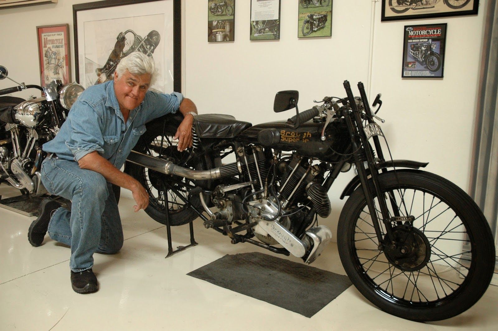 Jay Leno with a classic bike