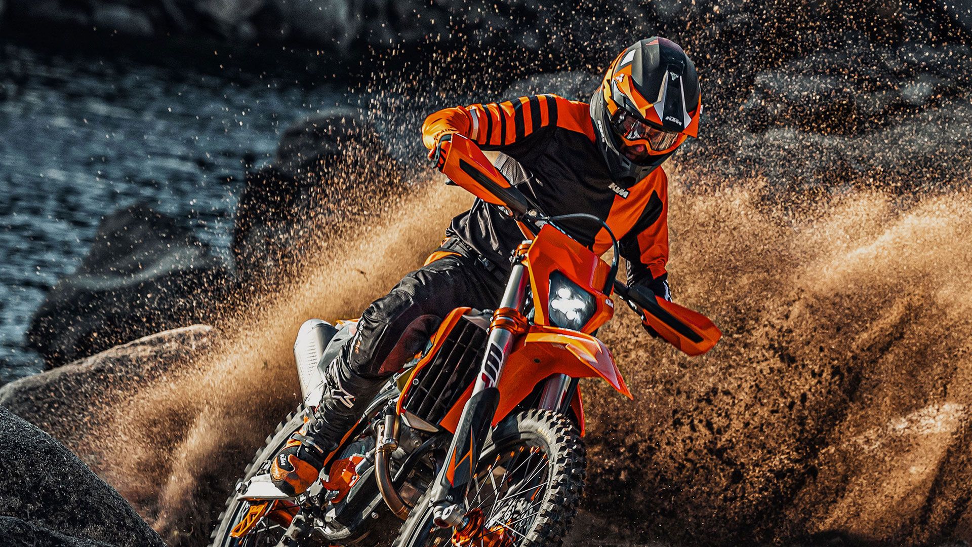 crushing the dirt trail with a KTM 500 EXC-F