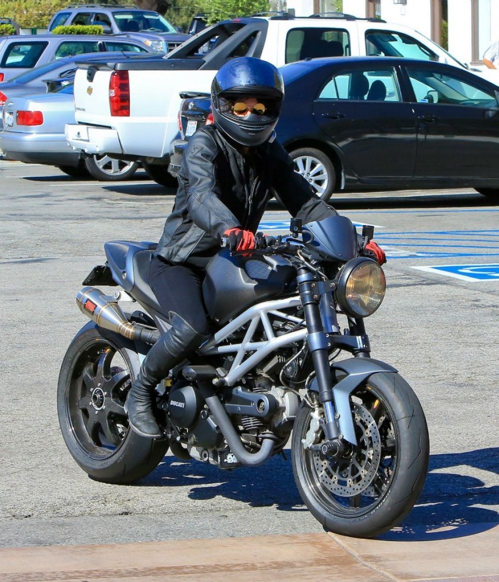 Michelle Rodriguez on her bike