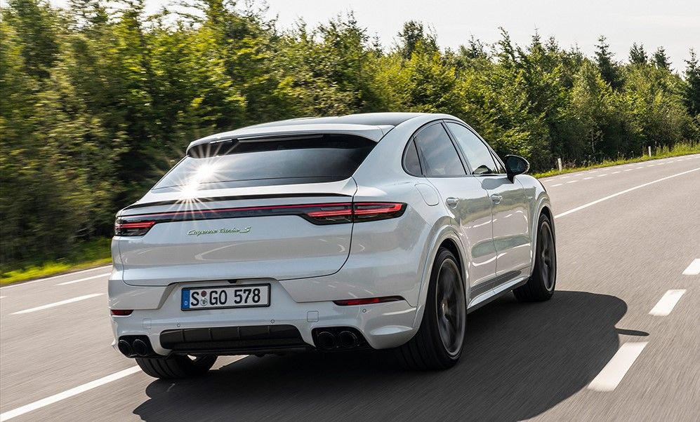 Porsche Cayenne Turbo S E-Hybrid Coupe on the highway