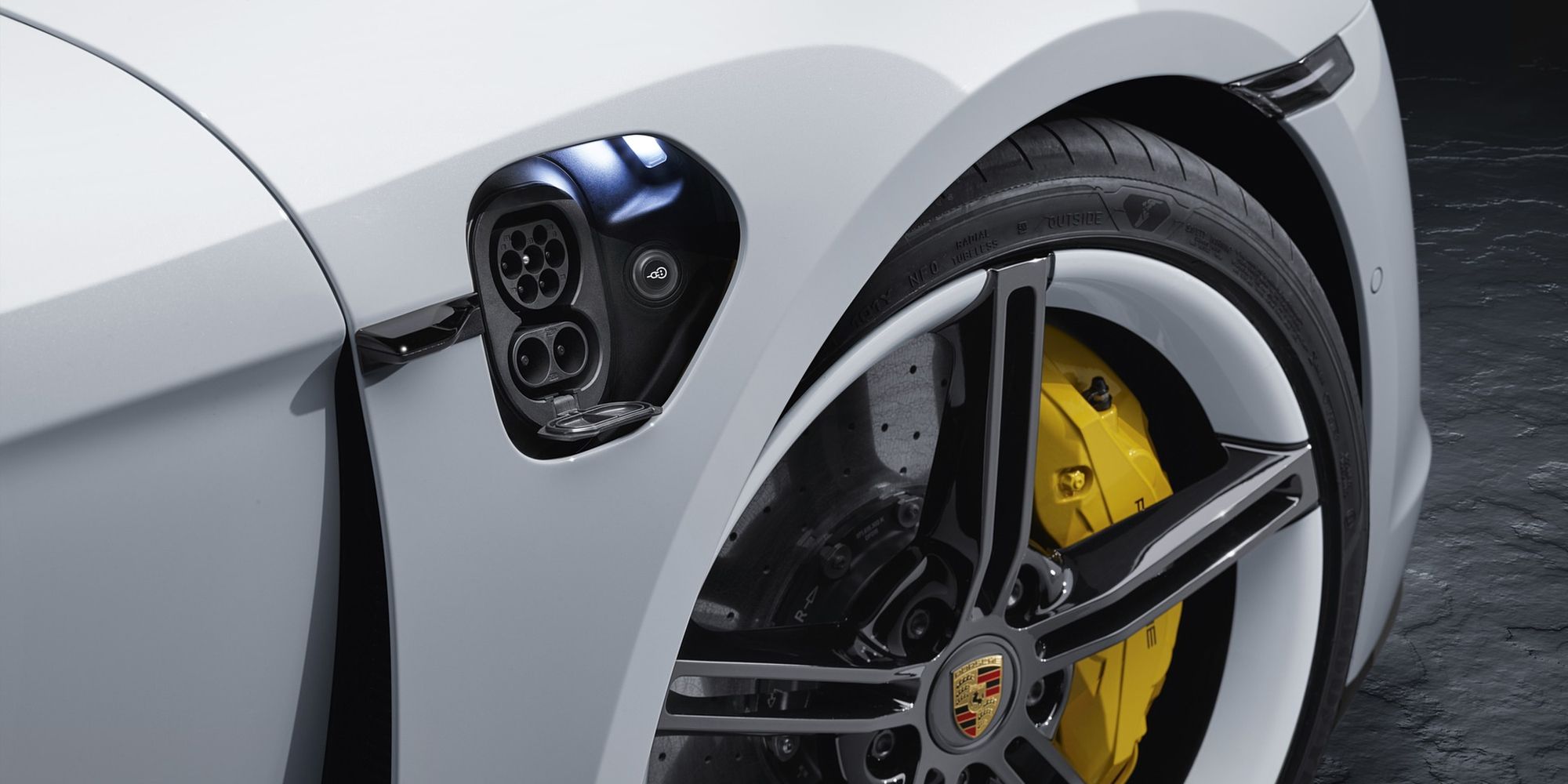 The Porsche Taycan's charge port