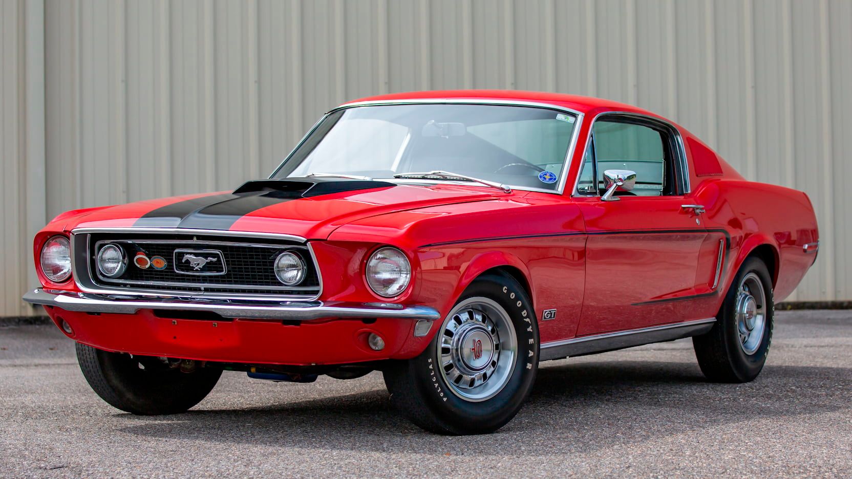 red 1968 Ford Mustang