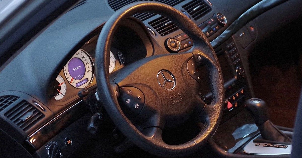 Mercedes E55 AMG steering wheel view