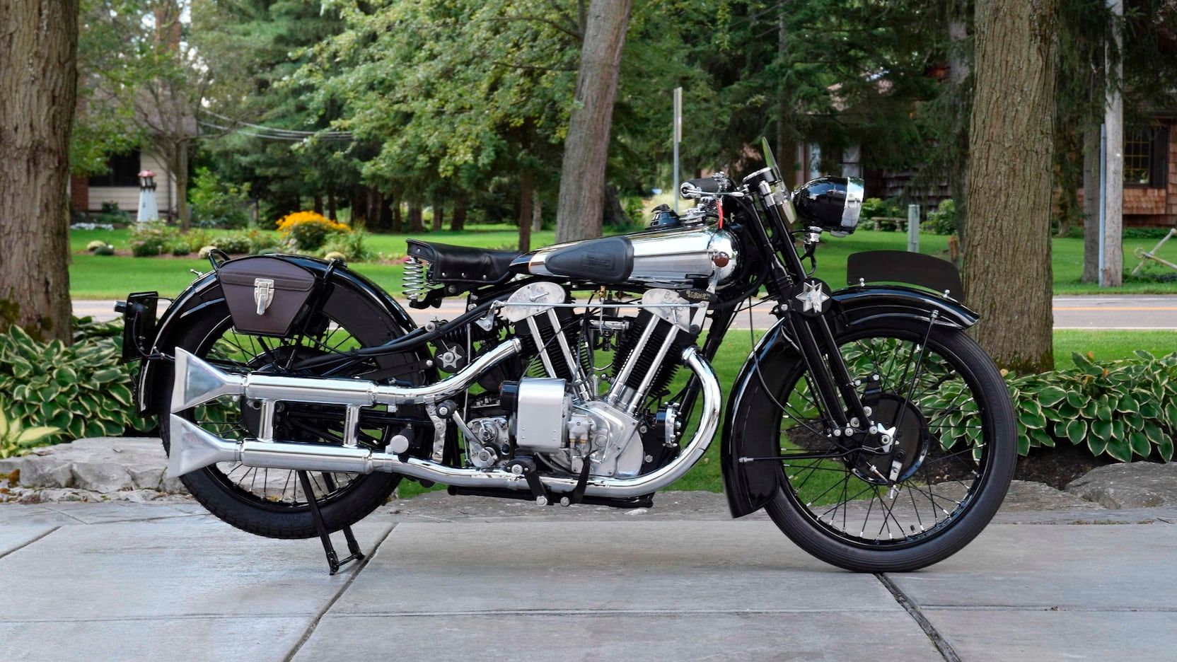 1930 Brough Superior SS100 parked outside