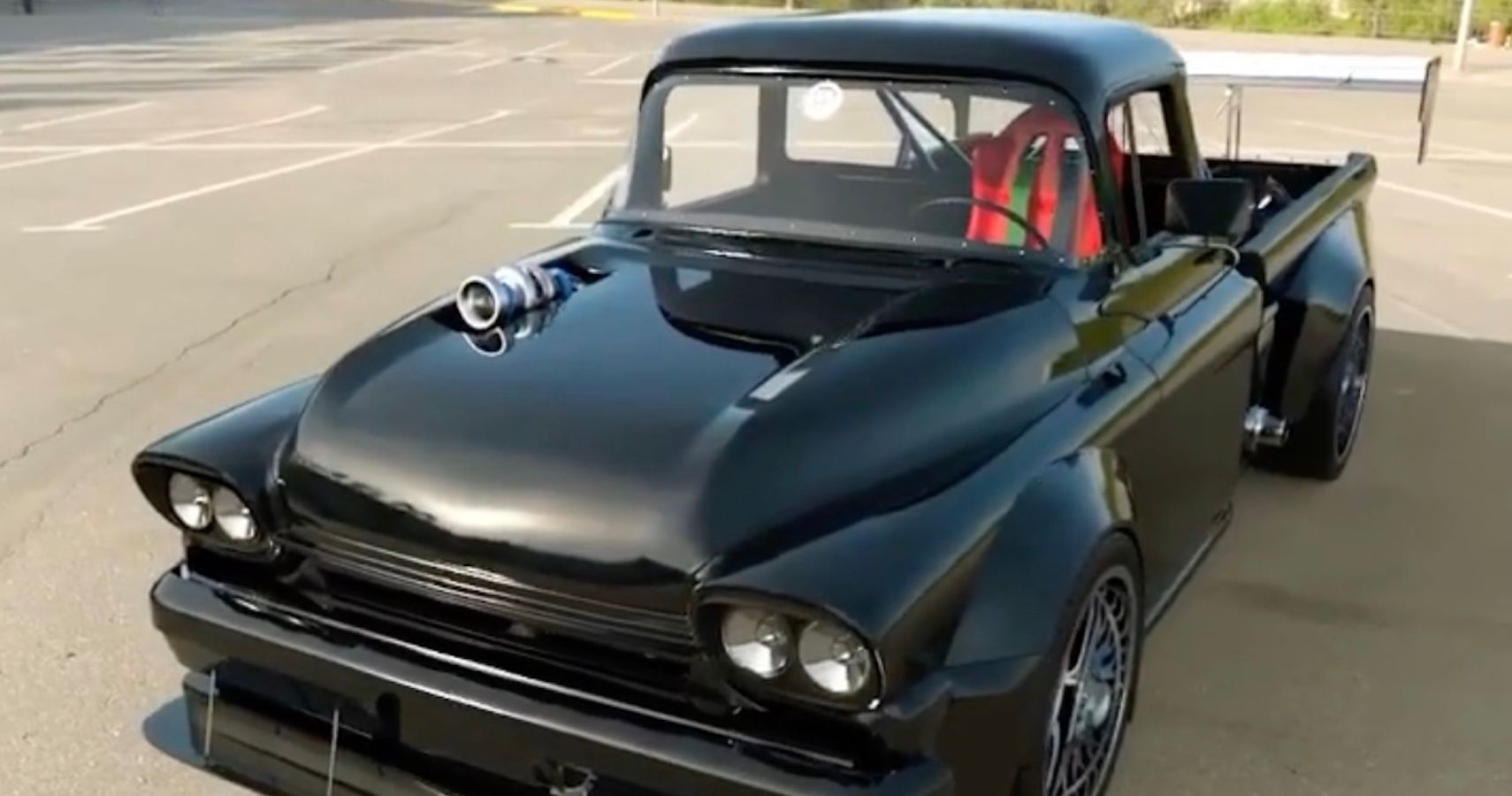 Outlandish 1958 Chevy Apache Boasts Beastly Front Splitter And Giant Rear Wing