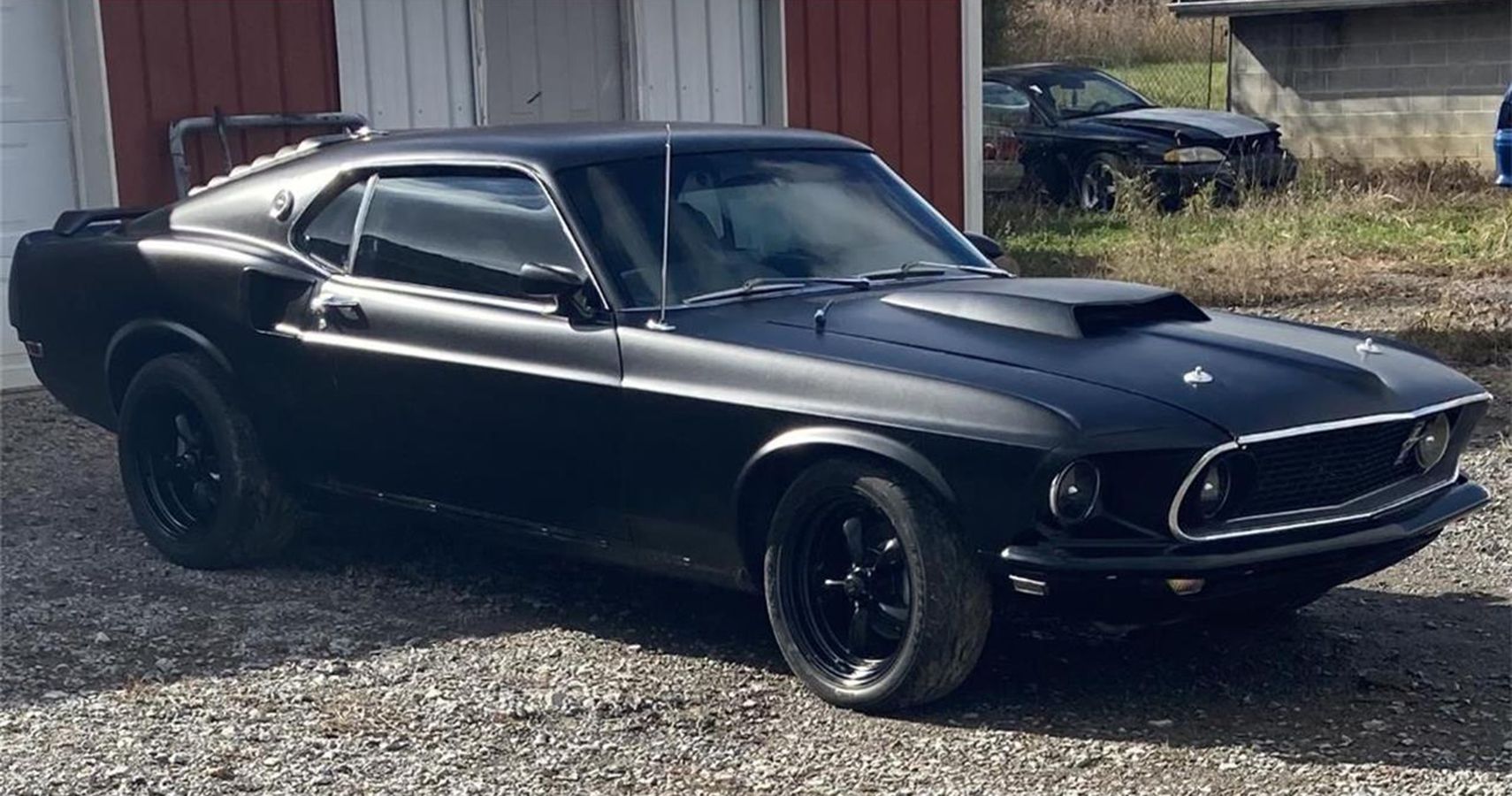 1969 Ford Mustang Mach-1 all black quarter front