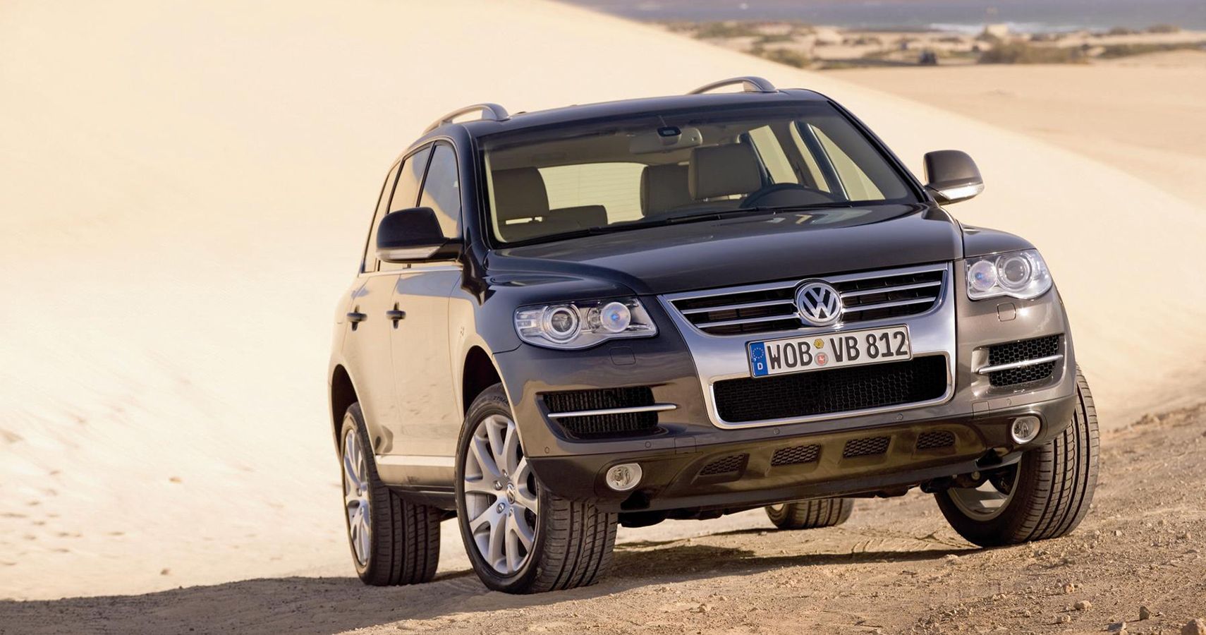 Silver Volkswagen Touareg Parked Off-Road