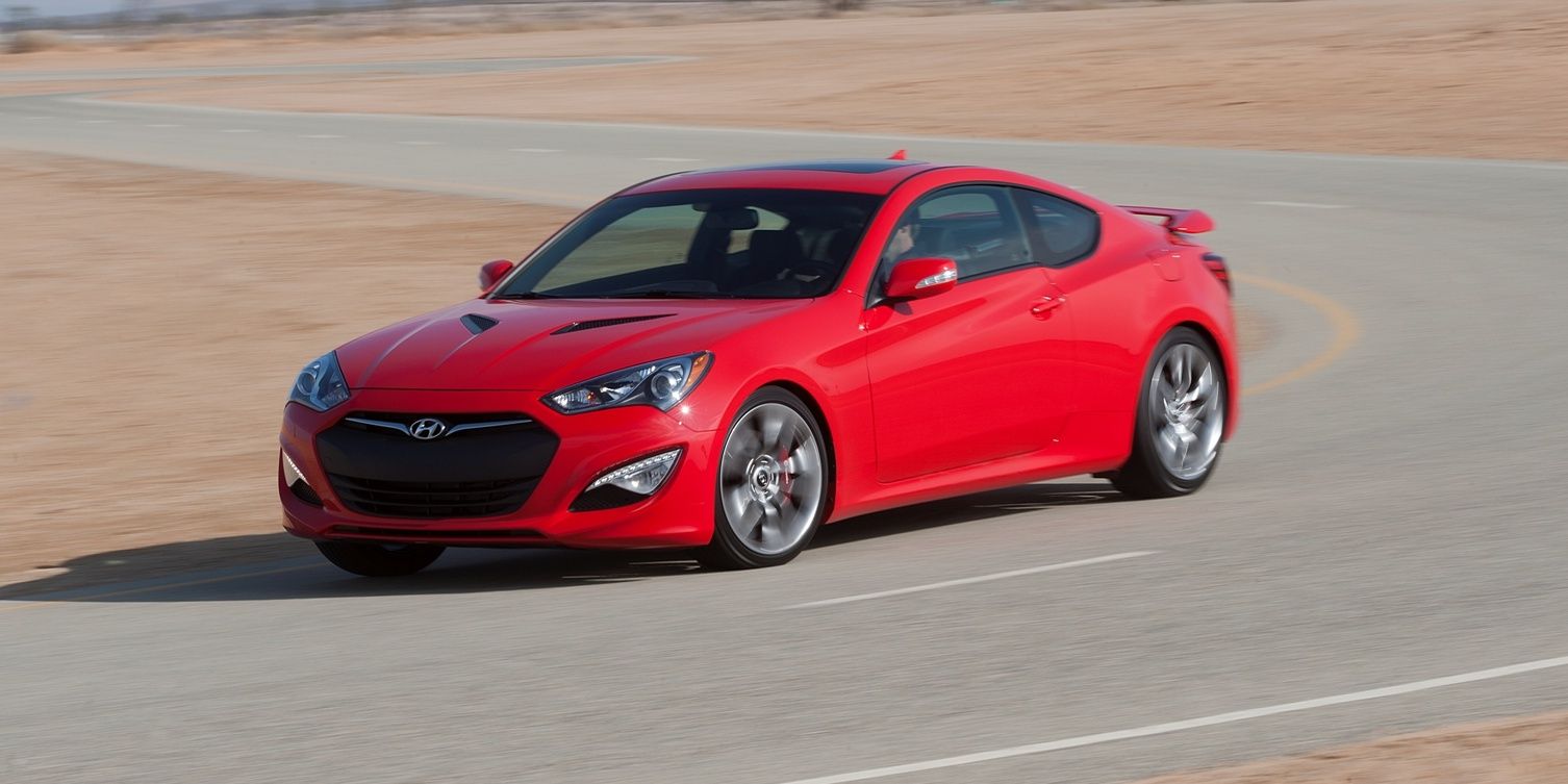 2013 red Genesis Coupe front view