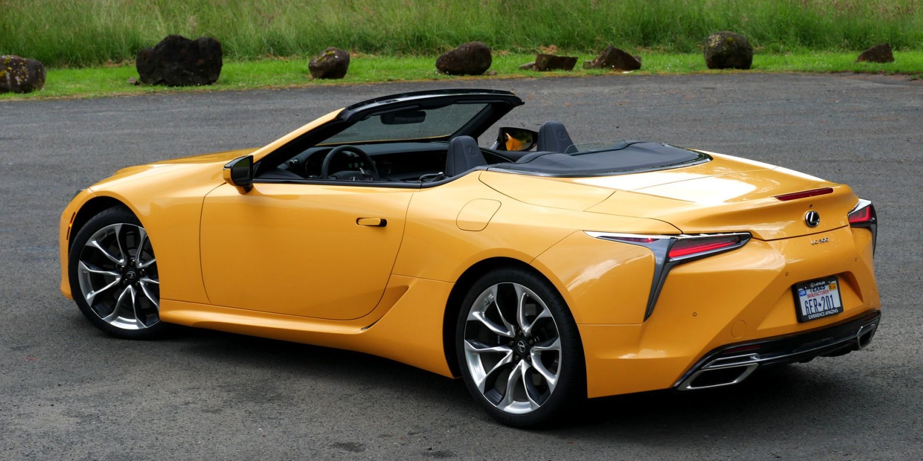 2021-Lexus-LC-500-Convertible-roof-down-rear-three-quarter autoblog Cropped