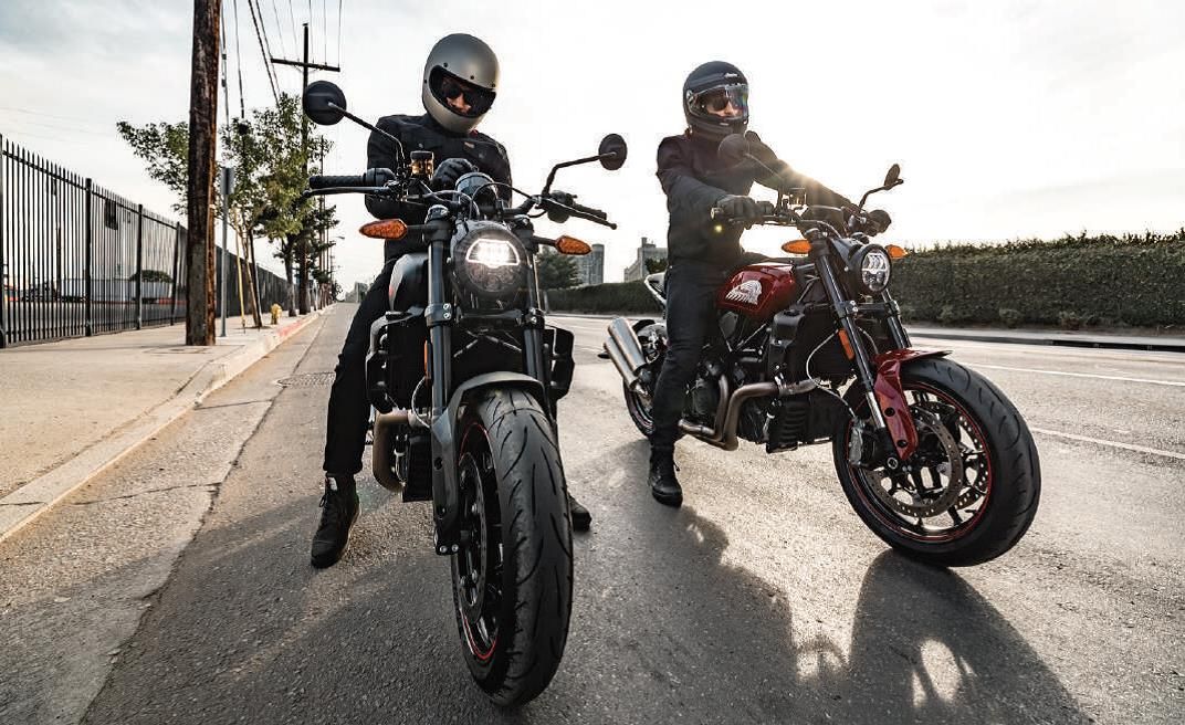 Riders on a pair of 2022 Indian FTR 1200s